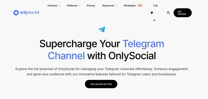 OnlySocial's homepage