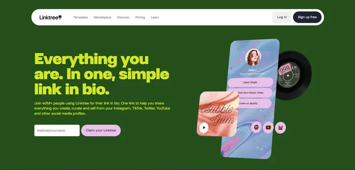Linktree Homepage