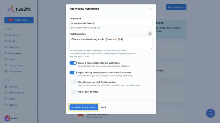 Weebly automation step 5