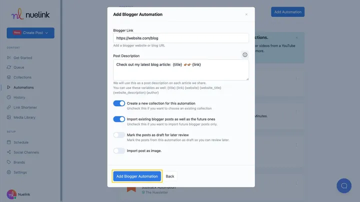 Blogger Automation step5