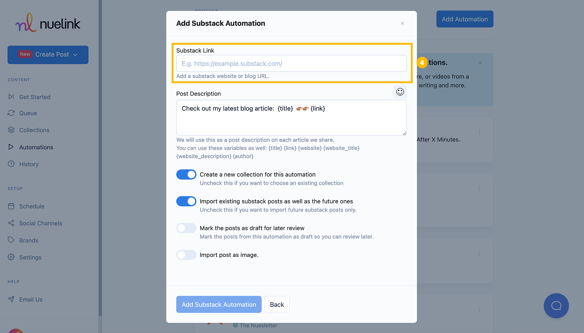 Substack automation step 5