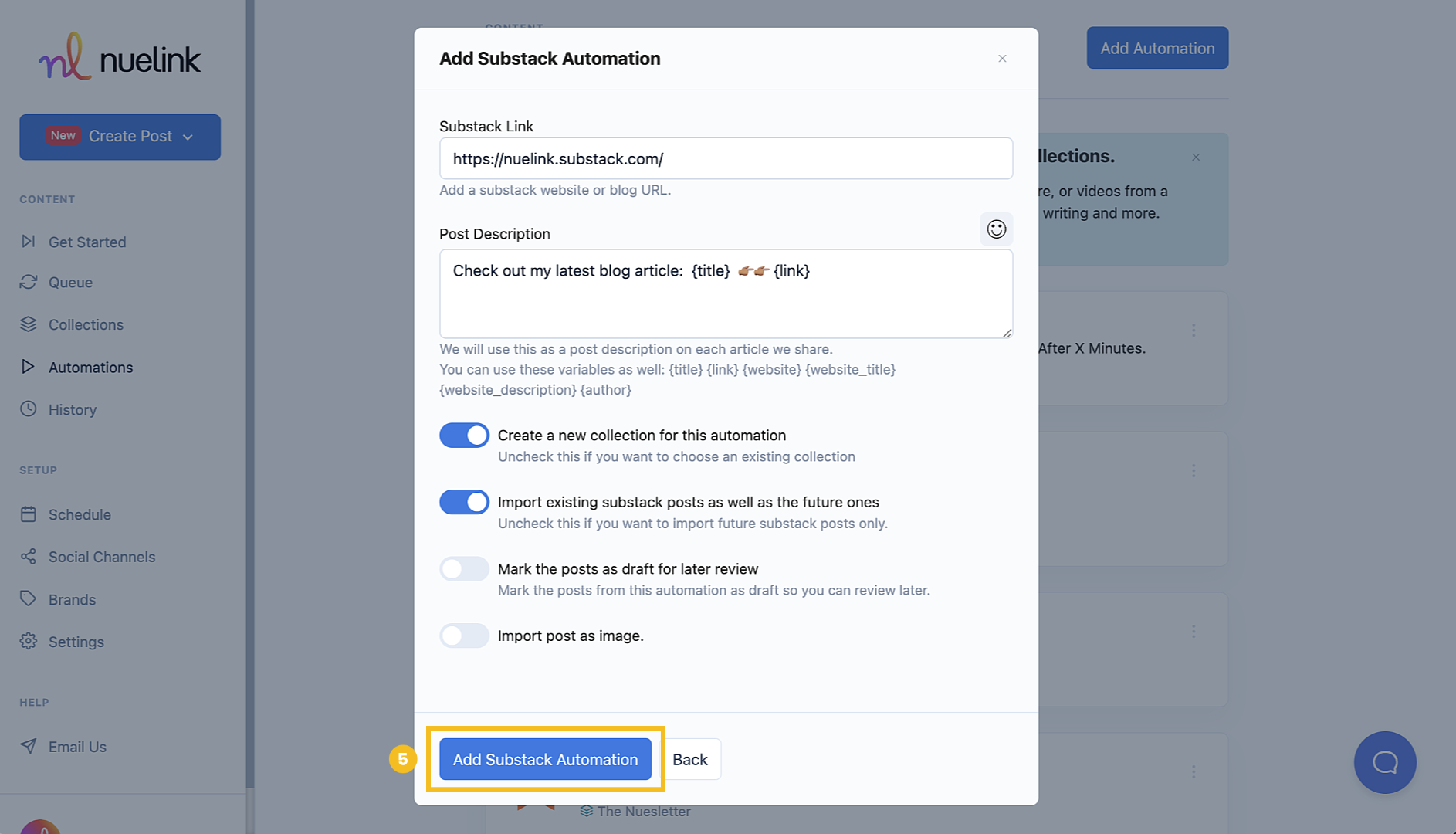 Substack automation step 6