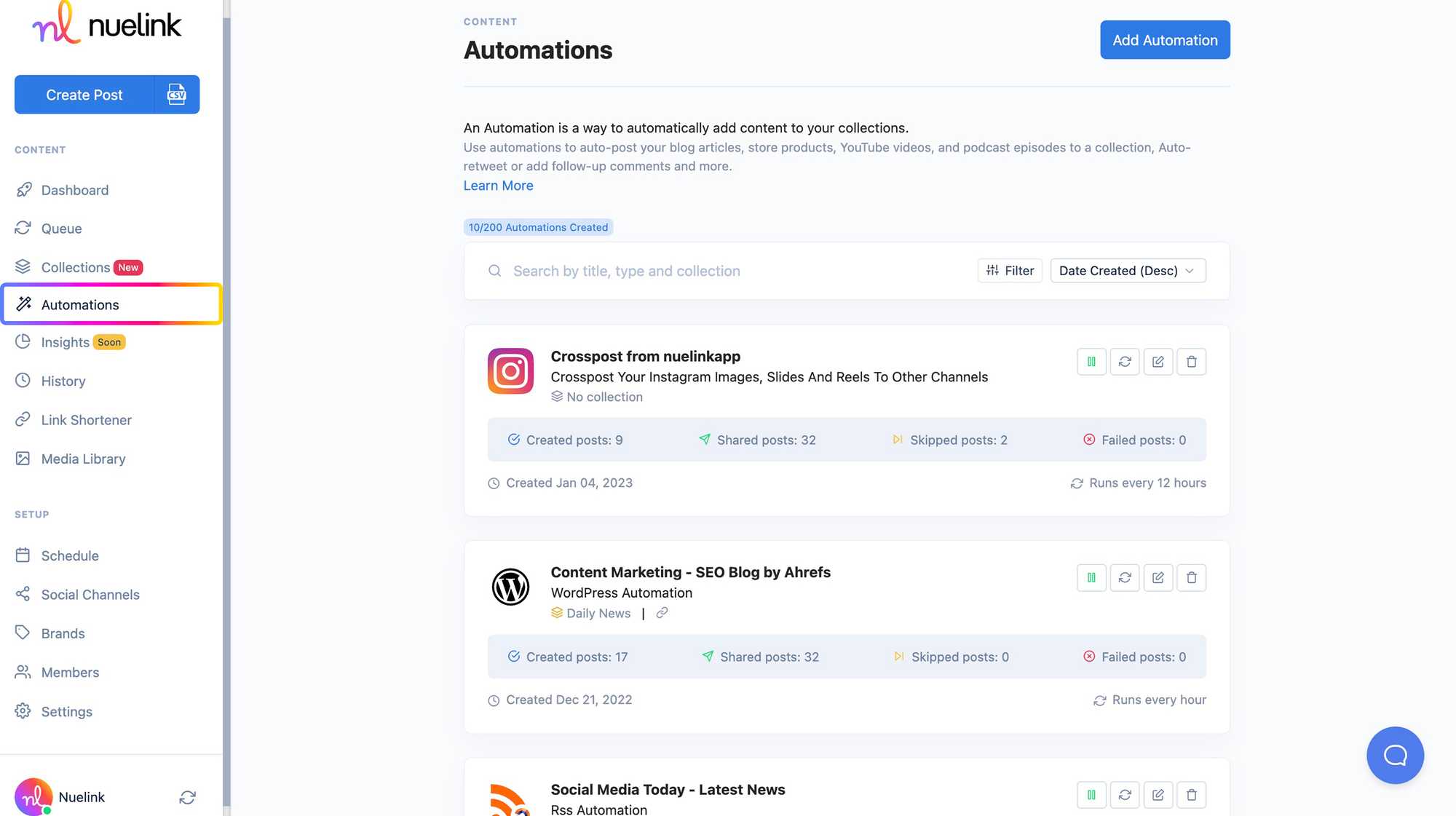 RSS Feed Social Media Automation step1