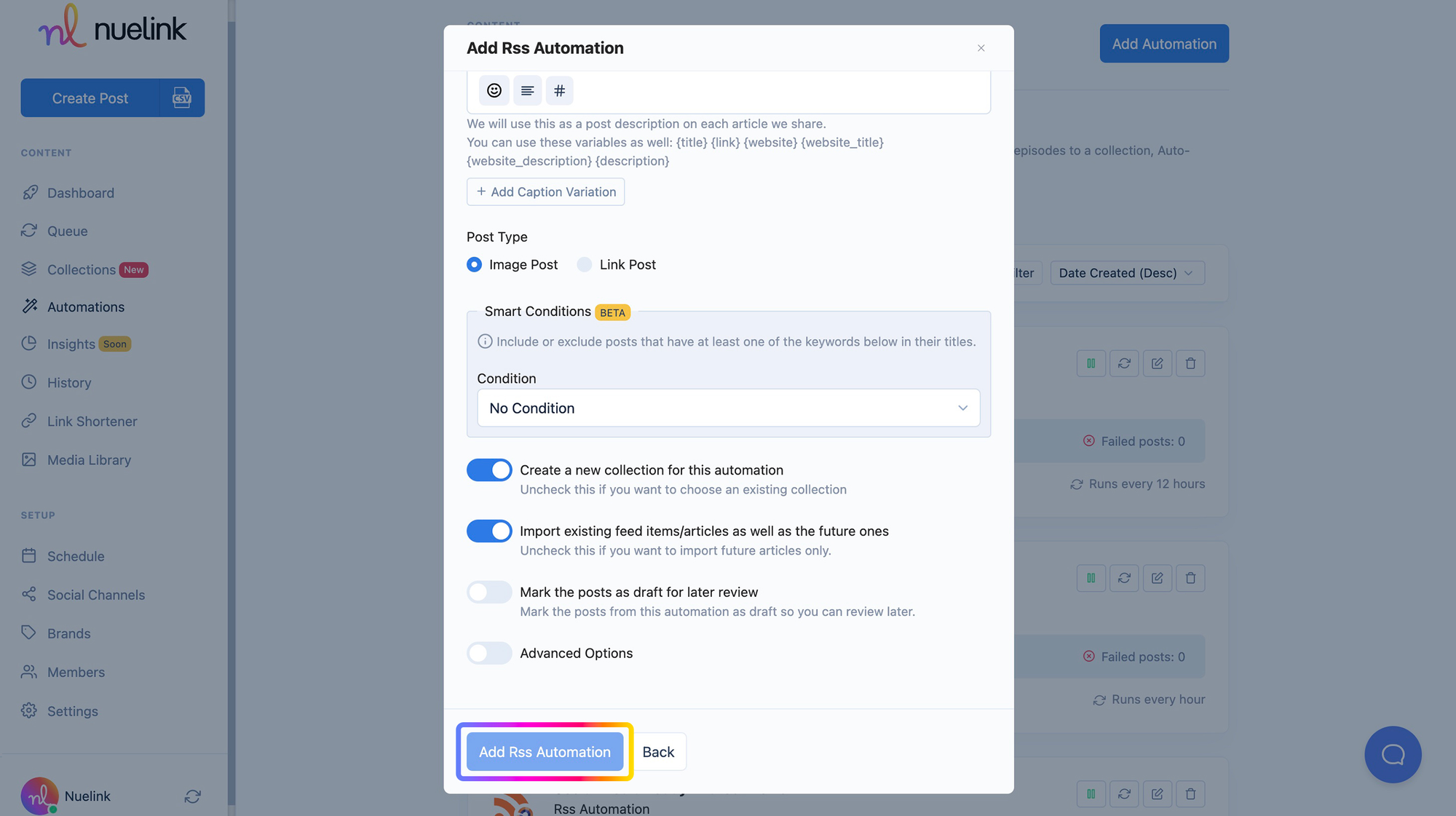 RSS Feed Social Media Automation step4