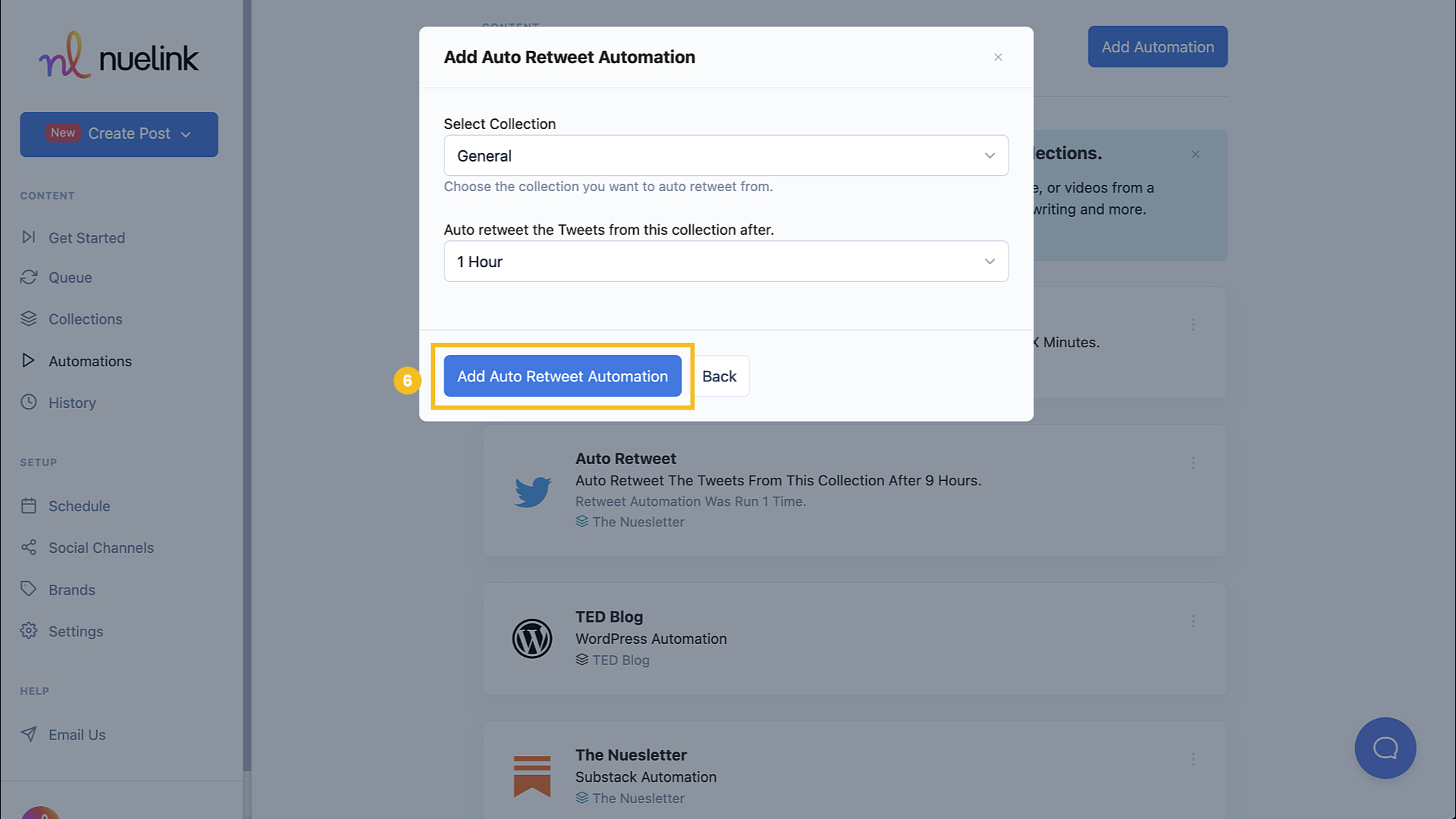 Auto-retweet Automation step4