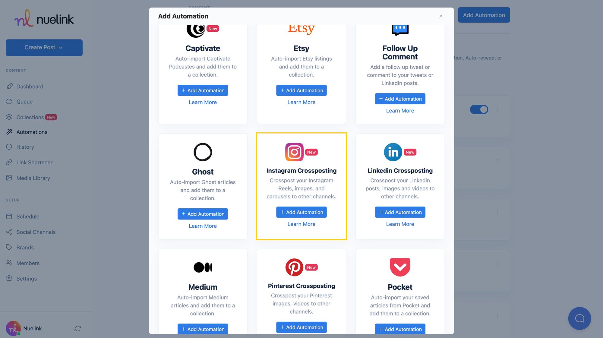 Instagram Cross-posting Automation step3