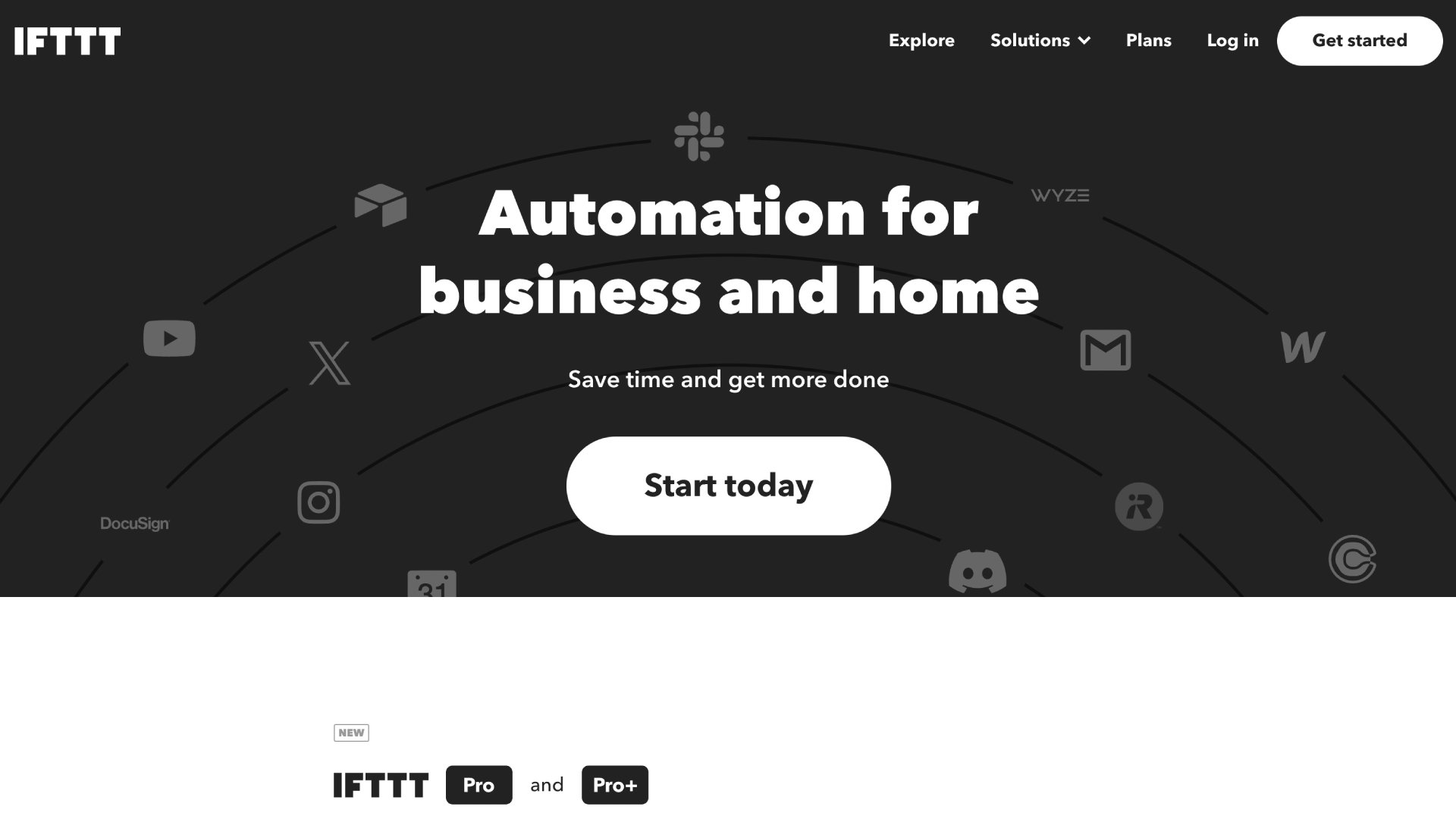 IFTTT homepage.